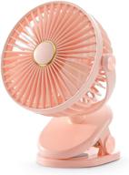 🌸 smartdevil clip on fan: portable 360° rotation desk fan with rechargeable battery - pink logo