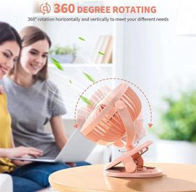img 1 attached to 🌸 SmartDevil Clip on Fan: Portable 360° Rotation Desk Fan with Rechargeable Battery - Pink