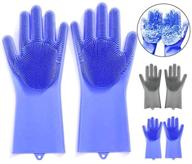 eztecho dishwashing gloves, silicone scrubbers sponge rubber gloves – reusable & efficient logo