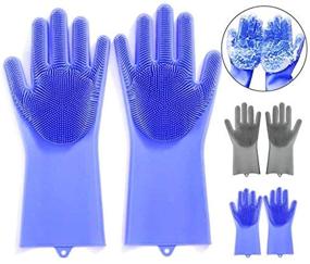 img 4 attached to EZTecho Dishwashing Gloves, Silicone Scrubbers Sponge Rubber Gloves – Reusable & Efficient