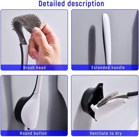 img 2 attached to Akoblyh Silicone Toilet Bowl Wand Cleaner Brush and Holder Set - Ultimate 🚽 Wall Mounted Bathroom Scrubber Brushes for Deep Cleaning & Easy Toilet Corner Access (Black)