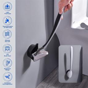 img 1 attached to Akoblyh Silicone Toilet Bowl Wand Cleaner Brush and Holder Set - Ultimate 🚽 Wall Mounted Bathroom Scrubber Brushes for Deep Cleaning & Easy Toilet Corner Access (Black)