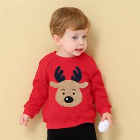 img 3 attached to 🦌 Boys' Reindeer Sweatshirt: Comfy Cotton Pullover Sweater for Stylish Youngsters