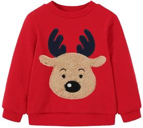 img 4 attached to 🦌 Boys' Reindeer Sweatshirt: Comfy Cotton Pullover Sweater for Stylish Youngsters