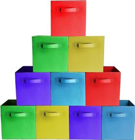 img 4 attached to 📦 Durable Storage Bins: 10-Pack of Assorted Colors for Household Organization