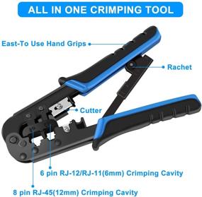 img 2 attached to 🔧 Complete RJ45 Crimping Tool Kit: Ethernet Crimp Tool Set with Connectors, Covers, Cable Tester, and Wire Stripper