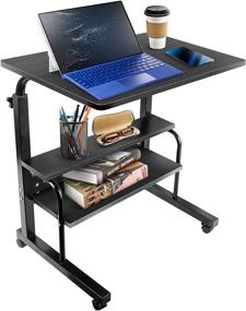 img 4 attached to 🛋️ Vintage Adjustable C-Table with Mobile Wheels - Perfect Side Table for Sofa, Snacks, Coffee, and Laptops in Living Room/Bedroom