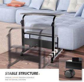 img 1 attached to 🛋️ Vintage Adjustable C-Table with Mobile Wheels - Perfect Side Table for Sofa, Snacks, Coffee, and Laptops in Living Room/Bedroom