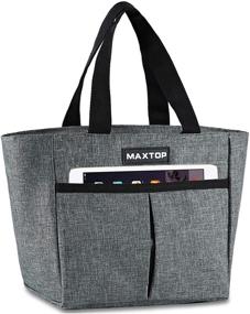 img 4 attached to 👜 Большая изолированная сумка MAXTOP для женщин - серая, с дополнительным карманом на молнии - идеальна для офиса, пикника, шоппинга