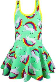 img 4 attached to KuKiee Rainbow Unicorn Swimsuit Swimwear Apparel & Accessories Baby Girls and Clothing