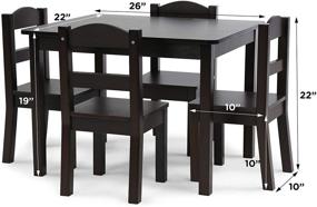 img 2 attached to 🪑 Humble Crew Espresso Kids Wood Table and 4 Chairs Set: A 5-Piece Furniture Bundle for Children