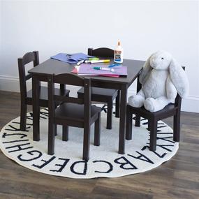 img 3 attached to 🪑 Humble Crew Espresso Kids Wood Table and 4 Chairs Set: A 5-Piece Furniture Bundle for Children