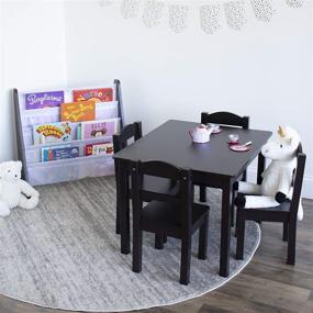 img 1 attached to 🪑 Humble Crew Espresso Kids Wood Table and 4 Chairs Set: A 5-Piece Furniture Bundle for Children