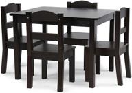 🪑 humble crew espresso kids wood table and 4 chairs set: a 5-piece furniture bundle for children logo