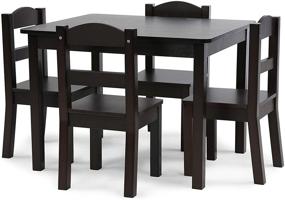 img 4 attached to 🪑 Humble Crew Espresso Kids Wood Table and 4 Chairs Set: A 5-Piece Furniture Bundle for Children