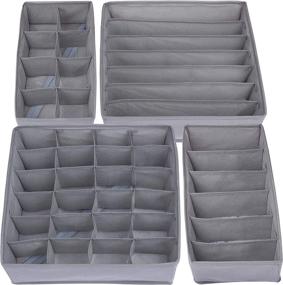 img 3 attached to Abin Living Underwear Organizer - Drawer Dividers for Clothes, Socks, and Undergarments, Customizable Storage Dividers for Dresser and Drawer, Foldable and Zippered Storage Solution, Non-Woven Fabric, Grey