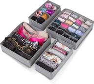 abin living underwear organizer - drawer dividers for clothes, socks, and undergarments, customizable storage dividers for dresser and drawer, foldable and zippered storage solution, non-woven fabric, grey логотип