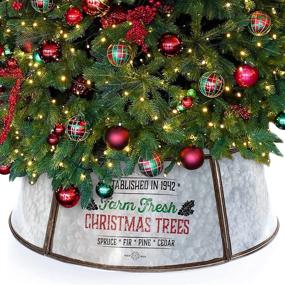 img 4 attached to 🎄 Enhance Your Holiday Decor with the KIBAGA Farmhouse Christmas Tree Collar - Authentic Easy Set Up 30&#34; Tree Ring - Beautiful Rustic Tree Skirt