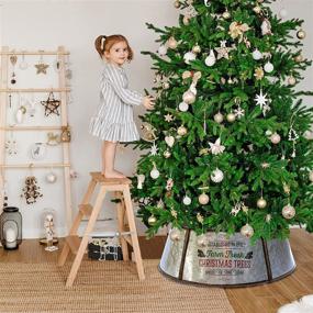 img 3 attached to 🎄 Enhance Your Holiday Decor with the KIBAGA Farmhouse Christmas Tree Collar - Authentic Easy Set Up 30&#34; Tree Ring - Beautiful Rustic Tree Skirt