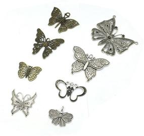 img 1 attached to 21 PCS Mixed Tibetan Bronze & Silver Plated Butterfly Charm Beads Necklace Pendants - DIY for Jewelry Making and Crafting