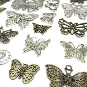 img 3 attached to 21 PCS Mixed Tibetan Bronze & Silver Plated Butterfly Charm Beads Necklace Pendants - DIY for Jewelry Making and Crafting