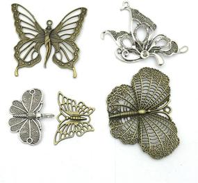 img 2 attached to 21 PCS Mixed Tibetan Bronze & Silver Plated Butterfly Charm Beads Necklace Pendants - DIY for Jewelry Making and Crafting