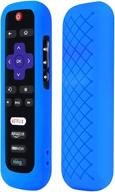 📺 protective blue silicone remote case for tcl roku smart tv stick, battery cover included - universal sleeve skin for roku tv remote controller logo