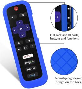 img 1 attached to 📺 Protective Blue Silicone Remote Case for TCL Roku Smart TV Stick, Battery Cover included - Universal Sleeve Skin for Roku TV Remote Controller