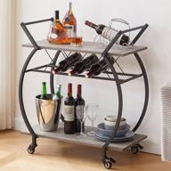 🍷 lvb bar cart with wine rack: farmhouse kitchen cart on wheels with 2 tiers, grey portable coffee cart table for home logo