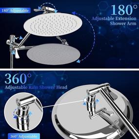 img 3 attached to 🚿 Ordenado Combo Shower Heads: 10" Rainfall Head, 9-Setting Handheld, Dual Big Head, 11" Adjustable Arm, 60" Stainless Hose