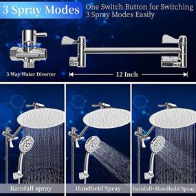 img 2 attached to 🚿 Ordenado Combo Shower Heads: 10" Rainfall Head, 9-Setting Handheld, Dual Big Head, 11" Adjustable Arm, 60" Stainless Hose