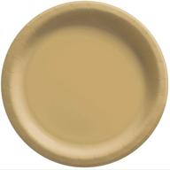 🍽️ amscan 650011.19 gold round paper plates big party pack - stylish and practical 8 1/2" plates (50ct) logo