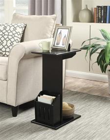 img 1 attached to 🔲 Convenience Concepts Designs2Go Abby C-End Table for Magazine Storage - Sleek Black Finish