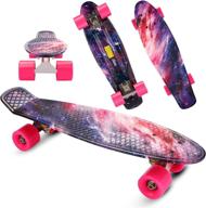 🛹 caroma cruiser retro skateboard for beginners, 22" – complete skateboard with high-speed abec-7 bearings and pu wheels, non-slip fishtail deck - ideal for kids, teens, and adults logo