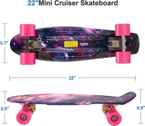 img 1 attached to 🛹 Caroma Cruiser Retro Skateboard for Beginners, 22" – Complete Skateboard with High-Speed ABEC-7 Bearings and PU Wheels, Non-Slip Fishtail Deck - Ideal for Kids, Teens, and Adults