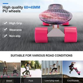 img 3 attached to 🛹 Caroma Cruiser Retro Skateboard for Beginners, 22" – Complete Skateboard with High-Speed ABEC-7 Bearings and PU Wheels, Non-Slip Fishtail Deck - Ideal for Kids, Teens, and Adults