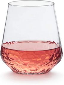 img 4 attached to Libbey Hammered Base Stemless Wine Glasses - Set of 8, 17.75 oz, Clear