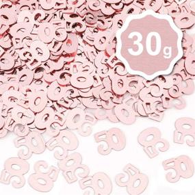 img 2 attached to 🌹 Rose Gold 50th Birthday Hanging Swirls Decorations (30 Counts) with Star Table Confetti (30g) for 50 Years Anniversary Celebration, Birthday Party Supplies, Home Decor