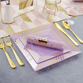 img 2 attached to KIRE 25Guests Disposable Silverware Napkin Lavender