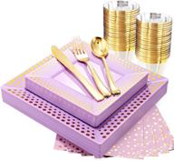 kire 25guests disposable silverware napkin lavender logo