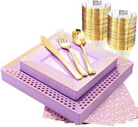 img 4 attached to KIRE 25Guests Disposable Silverware Napkin Lavender