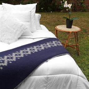 img 2 attached to High-Quality Alpaca Wool Blanket - Heavyweight, Soft Peruvian Blanket for Camping, Indoors, and Outdoors - Twin, Queen, King Sizes with Ethnic Design (Navy Blue & Soft Gray, King)