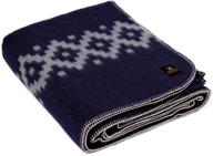 high-quality alpaca wool blanket - heavyweight, soft peruvian blanket for camping, indoors, and outdoors - twin, queen, king sizes with ethnic design (navy blue & soft gray, king) logo