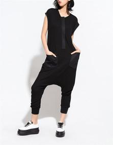 img 2 attached to ellazhu Women's Sleek Black Harem Pants Rompers, Sleeveless Jumpsuits GY867