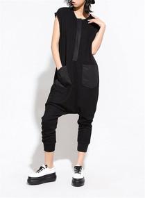 img 1 attached to ellazhu Women's Sleek Black Harem Pants Rompers, Sleeveless Jumpsuits GY867