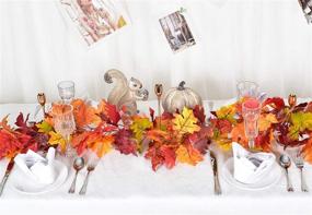 img 2 attached to 🍁 2-Pack Vibrant Fall Maple Garland Decor - 5.8ft/Strand Artificial Autumn Leaves for Home Wedding Party Thanksgiving, Floween