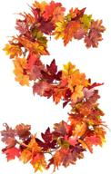 🍁 2-pack vibrant fall maple garland decor - 5.8ft/strand artificial autumn leaves for home wedding party thanksgiving, floween logo