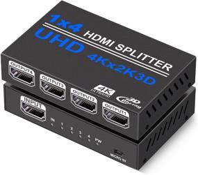 img 4 attached to 🔌 Koopman HDMI Splitter 1x4: 4K Powered Audio Video Distributor for Xbox, PS5, Roku, and HDTV – Duplicate/Mirror Screen with 3D Support