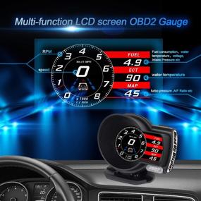 img 3 attached to 🚗 iKiKin Heads Up Display для автомобилей: спидометр OBDII HUD с ЖК-экраном и сигналом о превышении оборотов RPM.