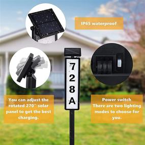 img 2 attached to 🏡 Solar Powered LED Address Sign for Outdoors - Waterproof House Numbers Plaque for Modern Yard, Street, and Garden with Stake - 35 Inches Height - Warm White/Cool White Lighting